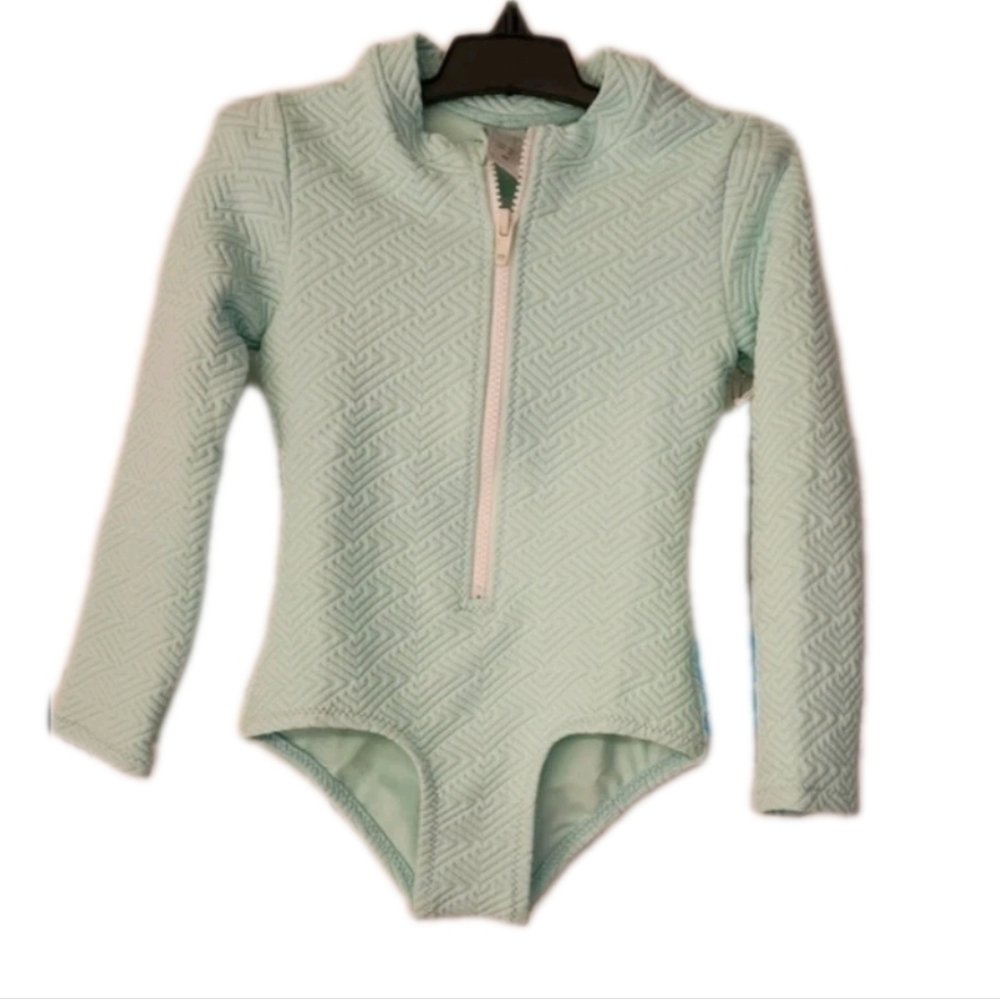 WET Swimwear Girl's Front Zip Dover One-Piece In Mint Size 5Y - Picture 2 of 10